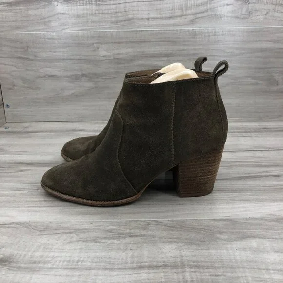 Madewell Booties Womens 6.5 Brenner Brown Suede Heeled Ankle Boots - Picture 2 of 11